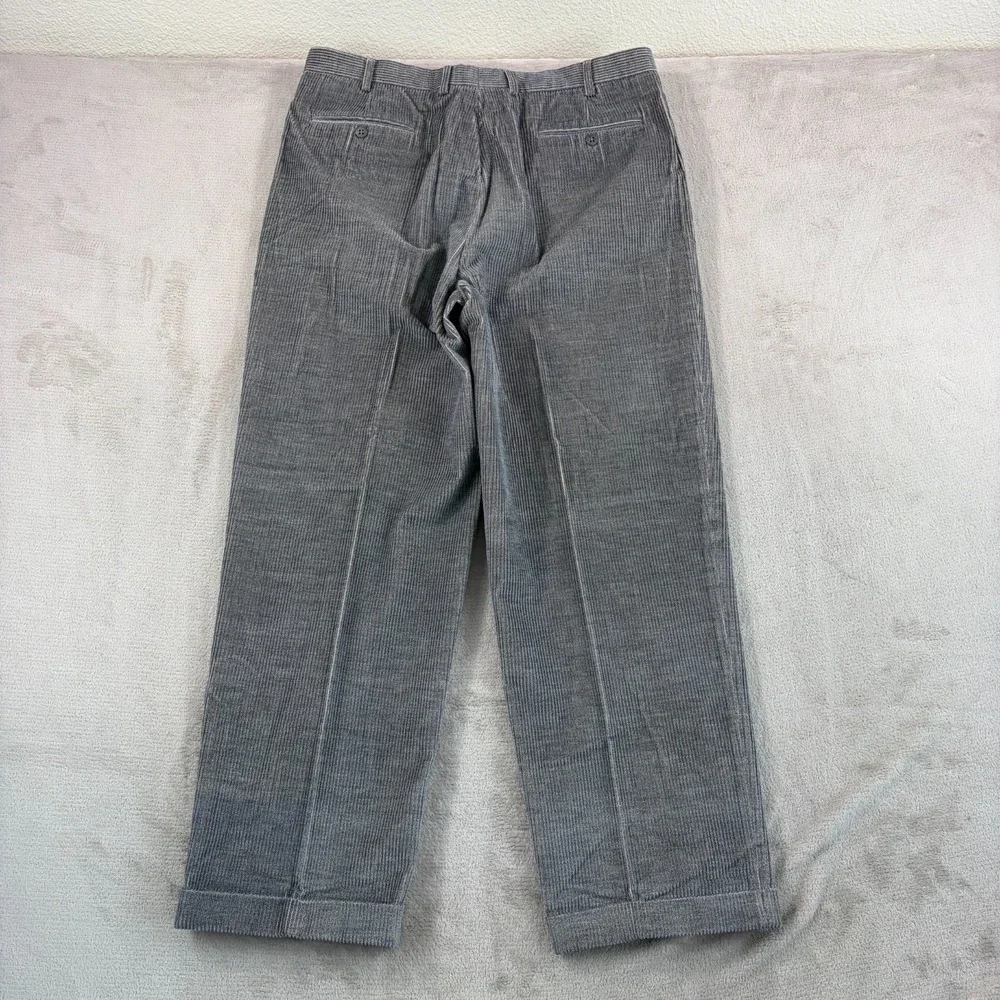 ZANELLA Pleated Cuffed Pants in Grey Wale Corduroy Men 36x31 (Tag 38) Italy NWOT
